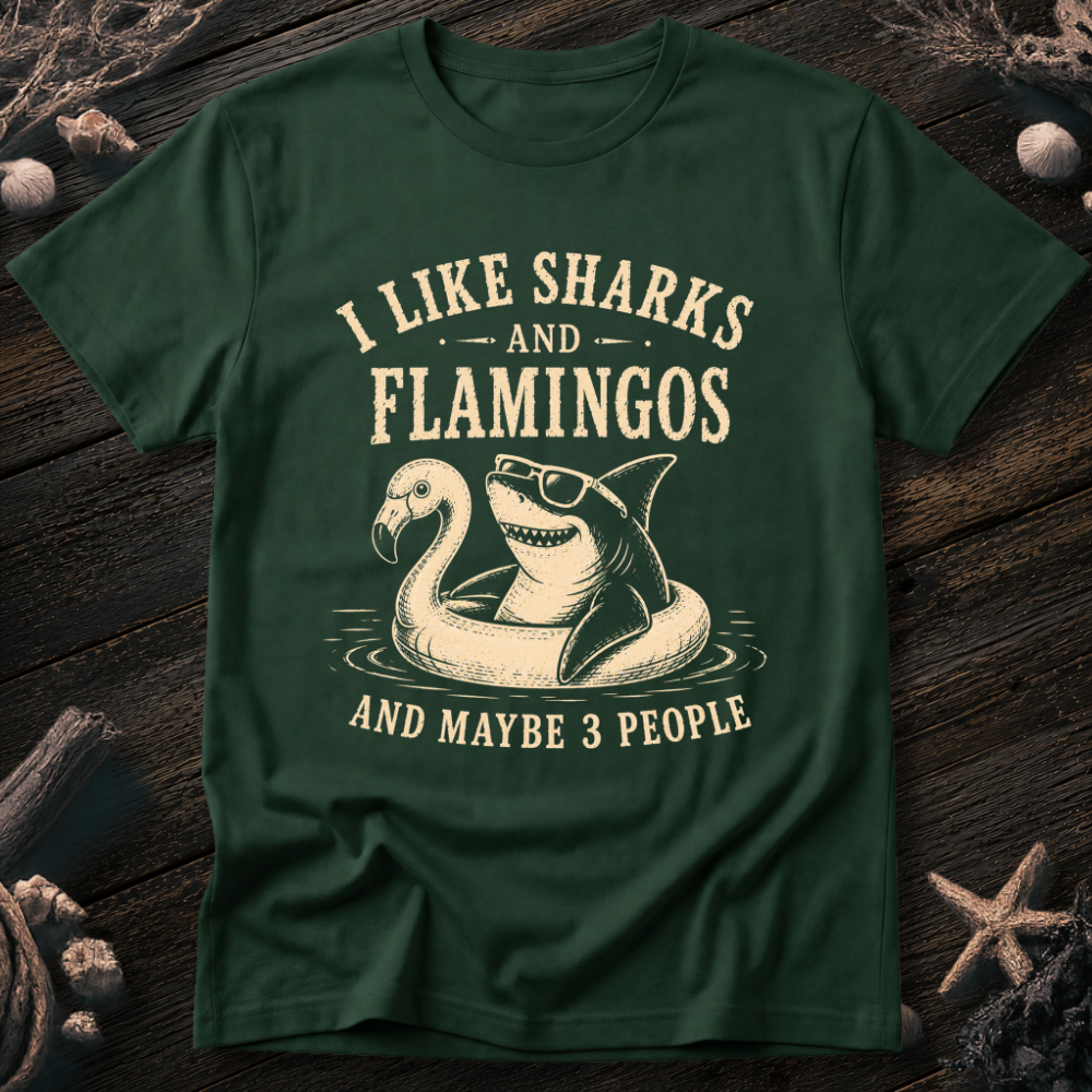 I Like Sharks and Flamingos T-Shirt